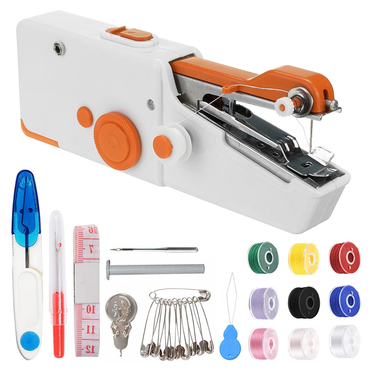 Handheld Sewing Machine, Mini Sewing Machine Handheld for Quick Stitching with Sewing Kits Suitable for Home,Travel,DIY (Orange)