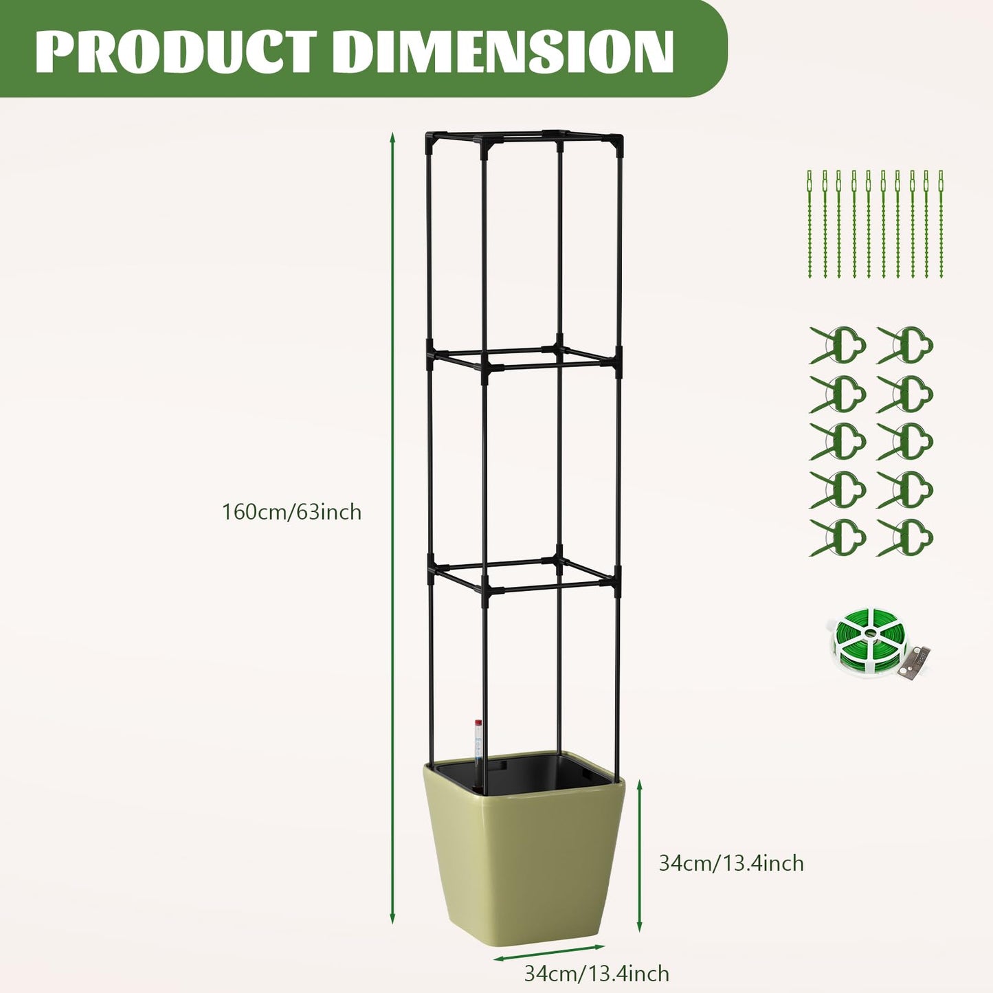UrGROWA Tomato Planter Box with Trellis, Self Watering Rolling Raised Garden Bed with Water Level Monitor for Climbing Vegetables Plants Cage, Garden Planters Plant Pots for Plants Flowers Decor