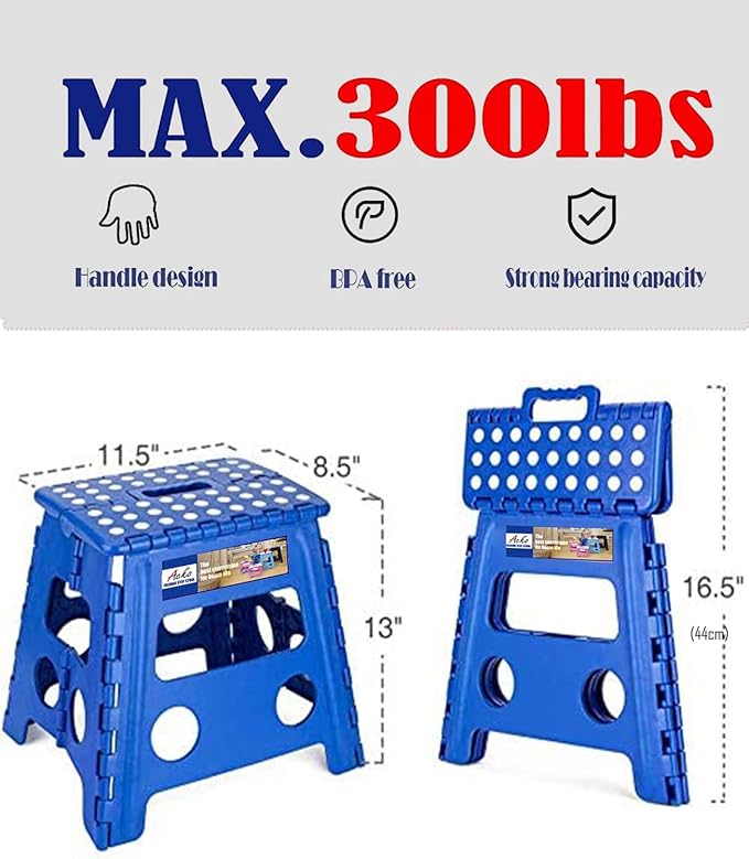 ACKO Folding Step Stool -13 inch Height Premium Heavy Duty Foldable Stool for Kids and Adults, Kitchen Garden Bathroom Stepping Stool