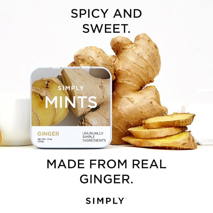 SIMPLY Mints | Variety Pack - Peppermint, Ginger, Cinnamon | Pack of Six (180 Pieces Total) | Breath Freshening + Aspartame-Free + Vegan + non-GMO