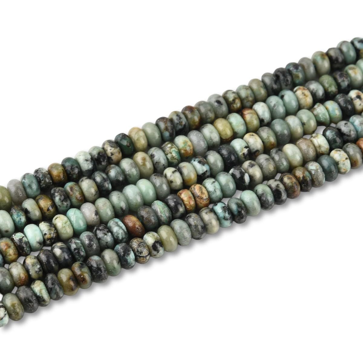 160pcs 4x2mm Natural African Turquoise Disk Rondelle Spacer Semi Precious Gemstone Loose Stone Beads for Jewelry Making 15 Inch