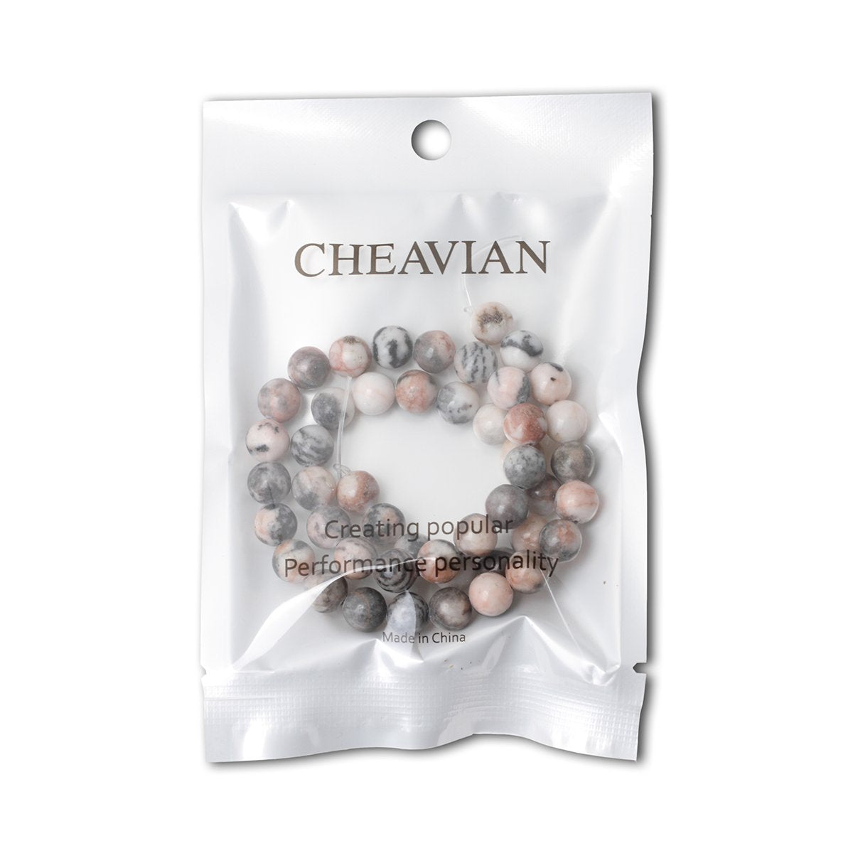 CHEAVIAN 45PCS 8mm Natural Pink Zebra Jasper Round Loose Beads for Jewelry Making DIY Handmade 1 Strand 15"