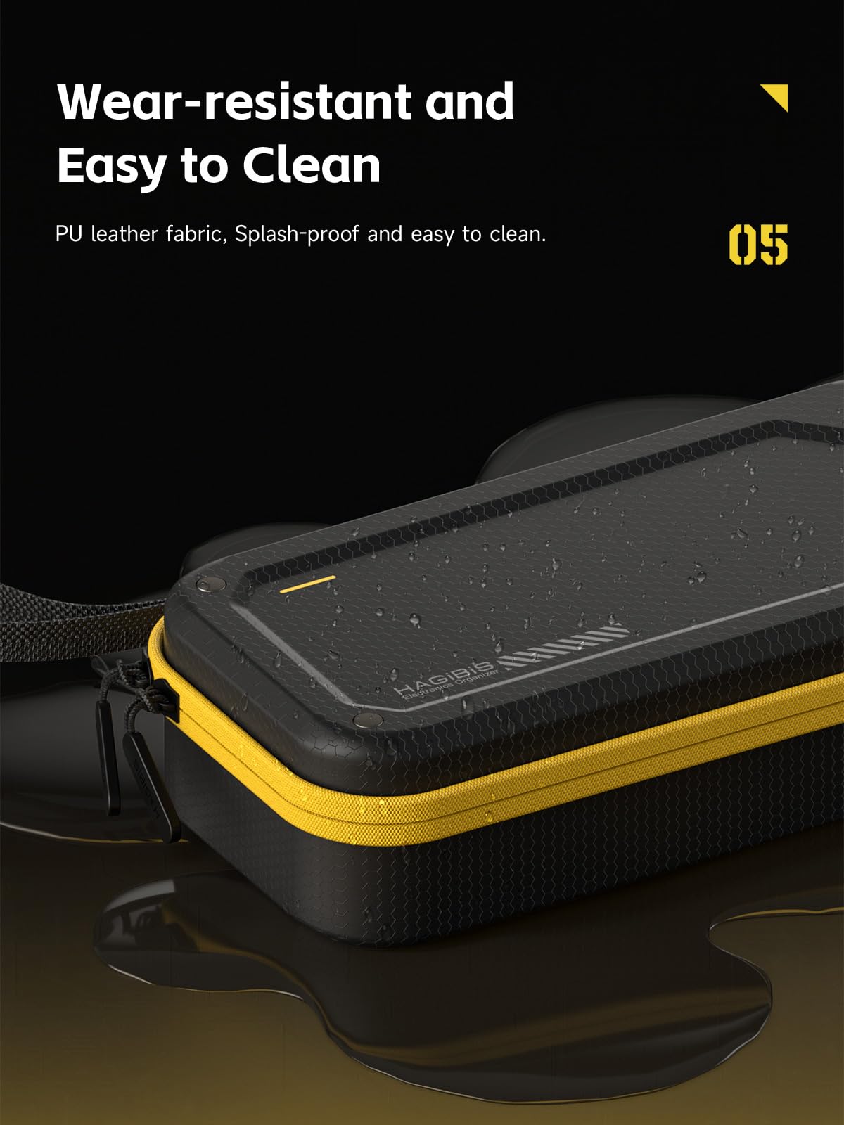 Hagibis Electronic Organizer Traveling Case Bag EVA Hardshell PU Portable Carrying Pouch for Mouse, Charger, Cables, Power Bank, SD Cards, USB Flash Disks, Accessories (Black)
