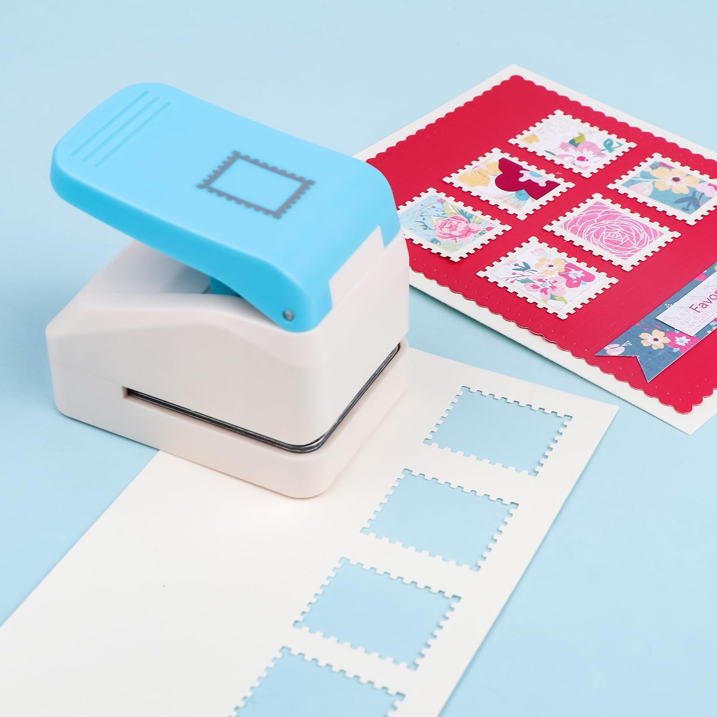 Stamp Puncher, Stamp Shaped Hole Punch,1.1x0.9inch Rectangle Postage Stamps Craft Punch, Stamps Cutter Hole Punches, Journaling Supplies Punchers, Paper Punches for DIY Scrapbooking Card Making