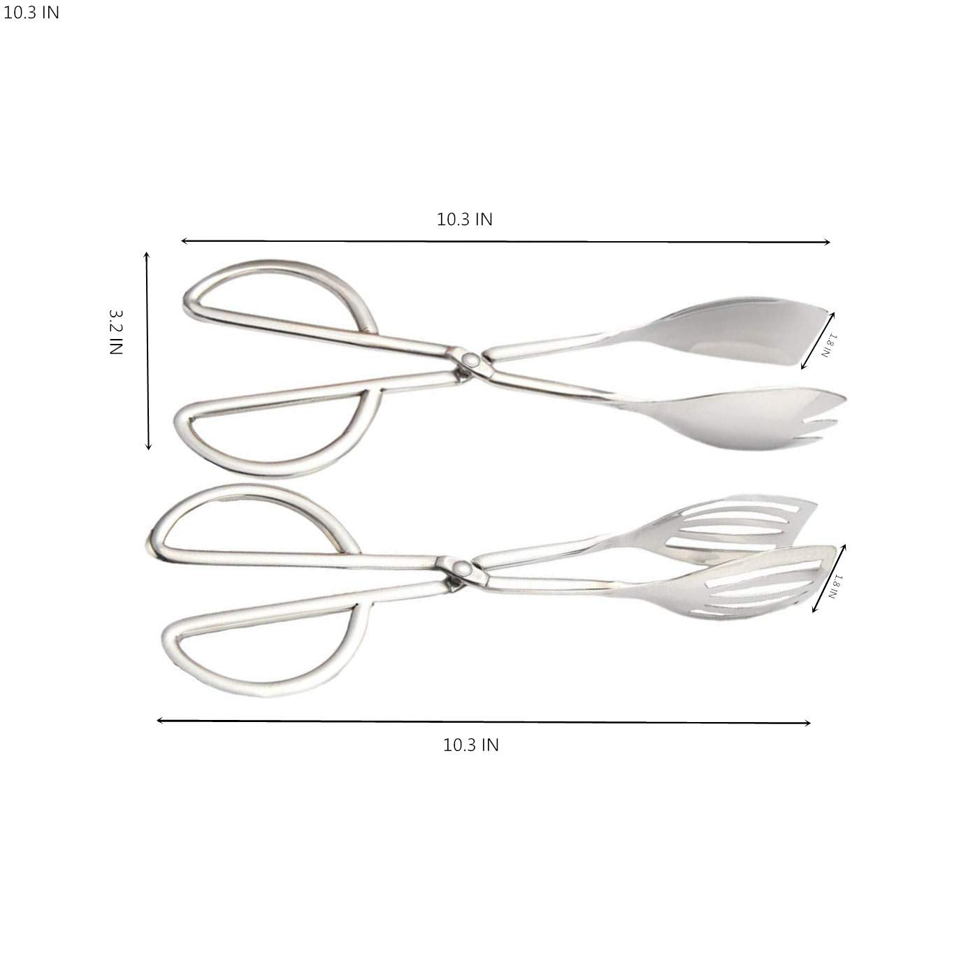 2-PACK Salad Tongs for Serving Buffet Party Catering with Stainless Steel Cooking Kitchen Tongs 10.3"