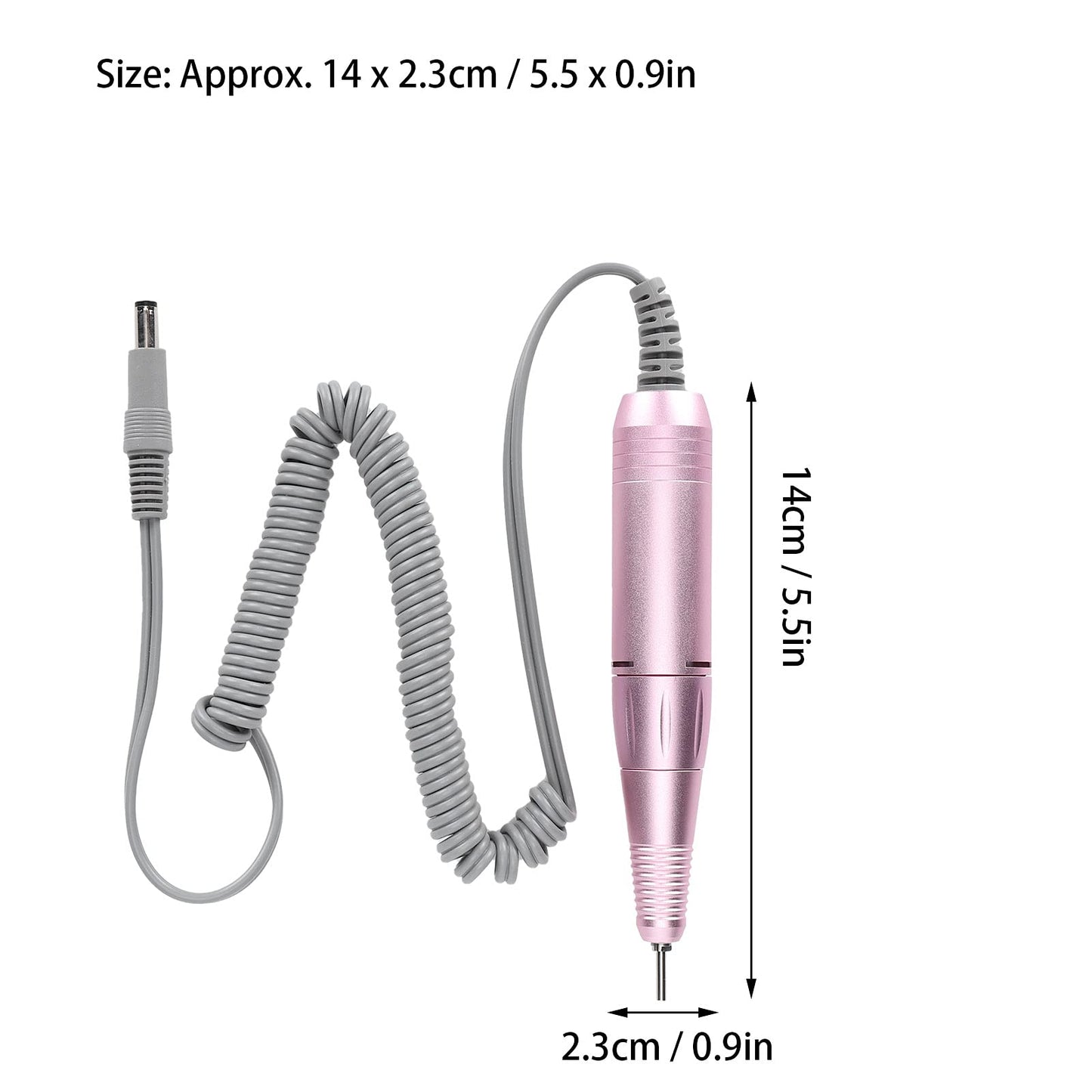 Replacement Handle for Electric Nail Drill Machine, 35000rpm Nail Drill Pen Replacement Handle Nail Polisher Grinder Handpiece Handle Electric Portable Nail Polishing Machine Replacement Handle(Pink)