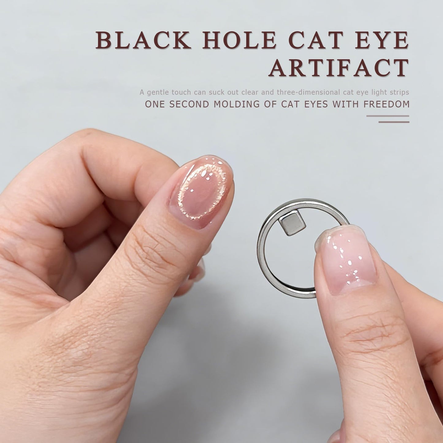 Ring-Shaped Cat Eye Magnet for Nails,Strong Nail Magnet Tool,Y & Rin-gMagnet(Wide Beam,Heart,French), Mini Round Strong Nail Magnet French Tip Tool for Home Salon DIY Manicure (2 Sets)