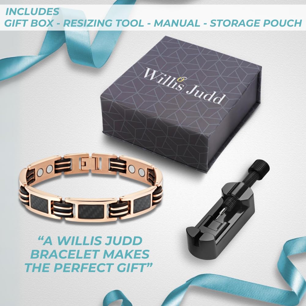 Willis Judd Bracelets For Men Gold Style Bracelets For Men Titanium Mens Bracelet Black Carbon Fiber Size Adjustable