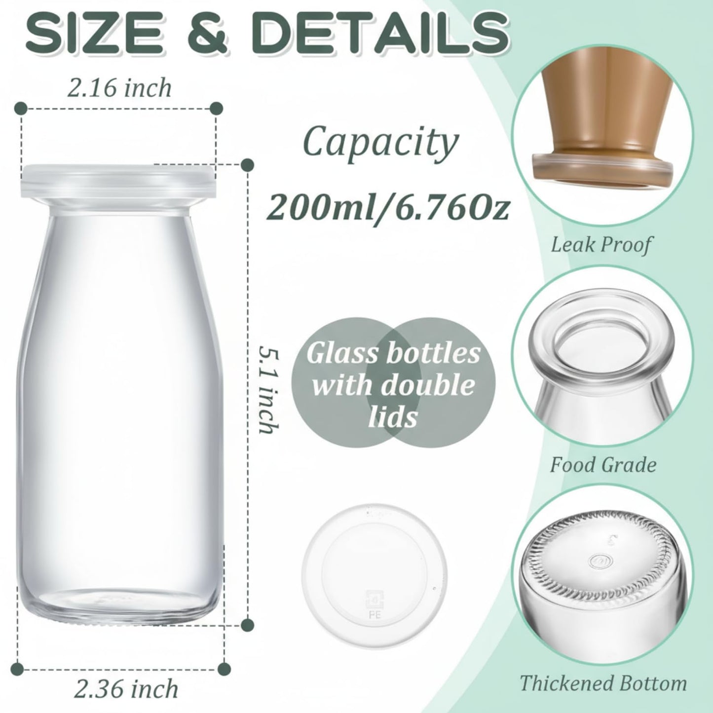 Zubebe 12 Pack 6 oz Glass Jars with 24 Lids, Mini Yogurt Jars for Pudding, Jams, Overnight Oats, DIY Crafts, Party Favors, Gift Ideas