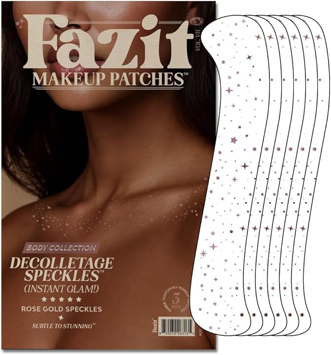 Fazit Makeup Patches - Rose Gold Decollatage Speckles - Glow Up Make-Up Patches - Cute Glitter Makeup Accessories For Women - Cosmetic Glitter