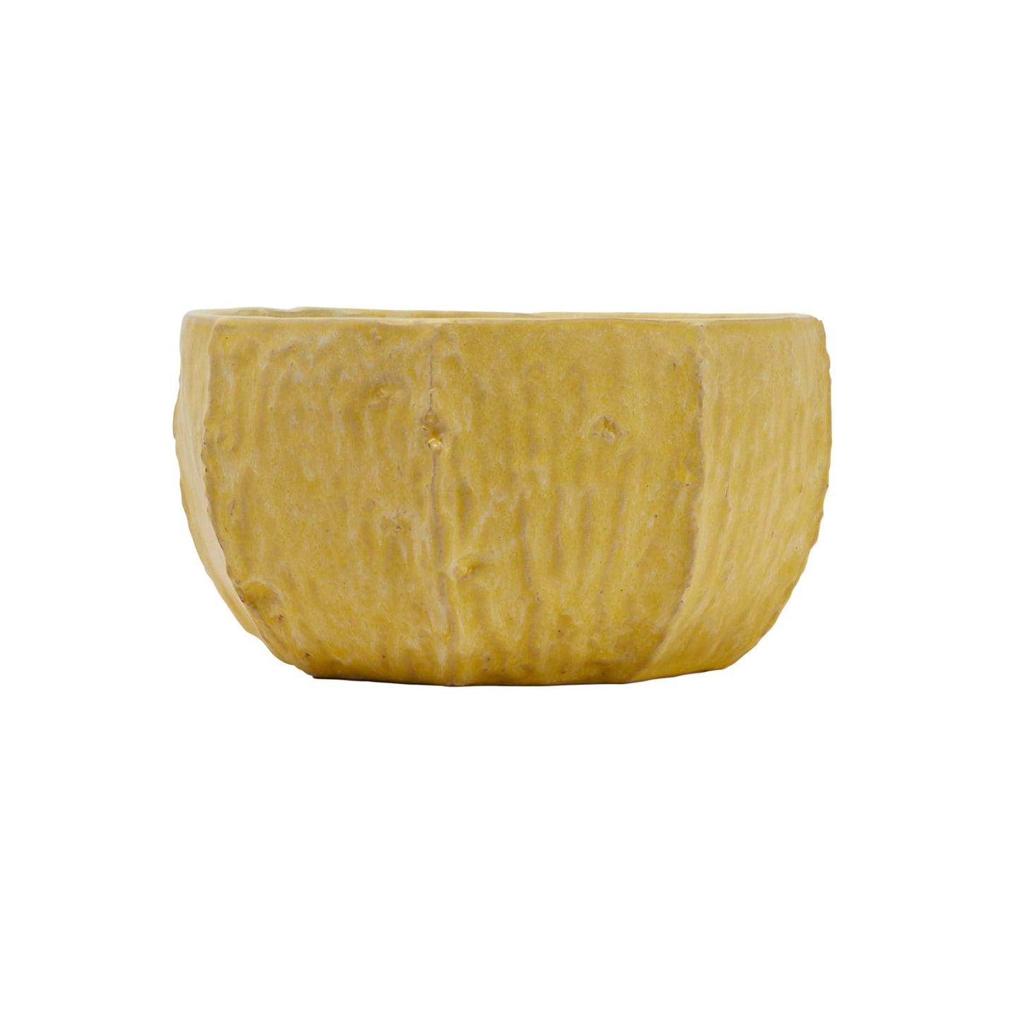 Creative Co-Op Stoneware Planter with Organically Shaped Detail, Yellow