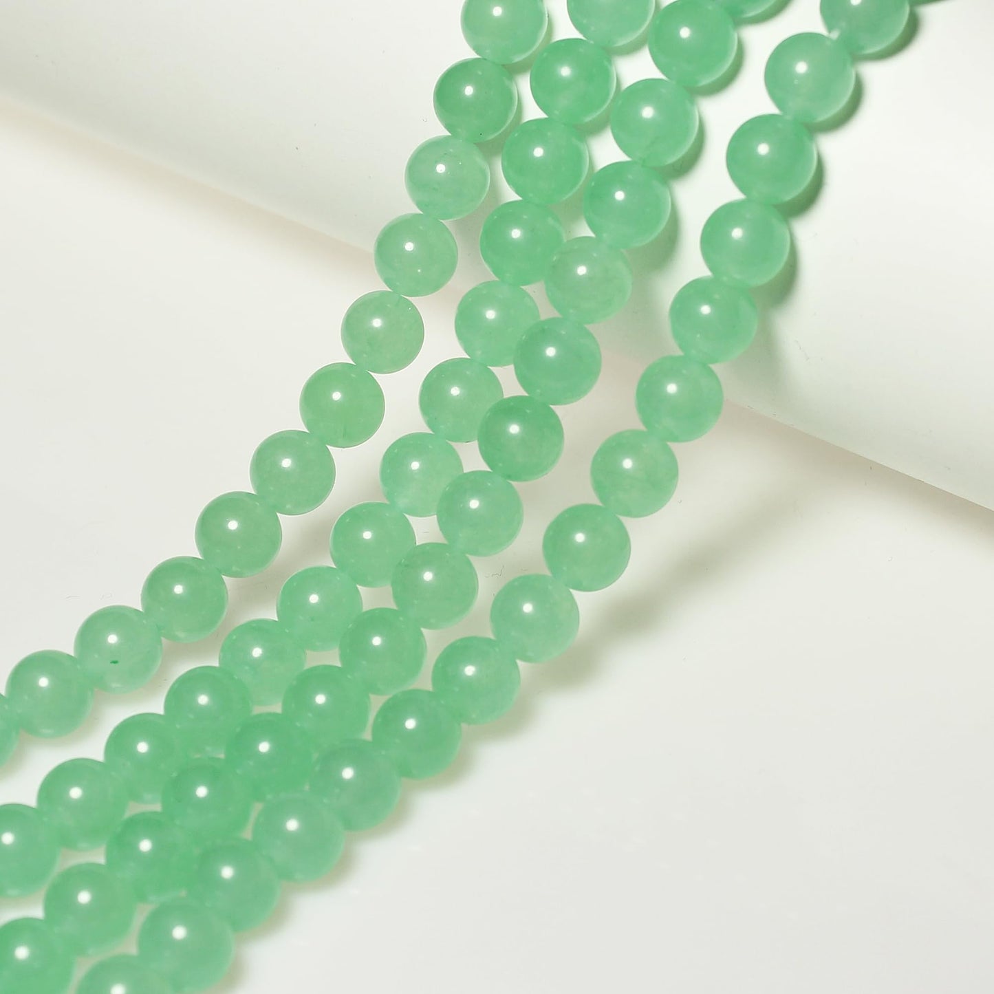 MJDCB Stone Beads 8mm 43pcs Round Mint Green Jade Loose Gemstone Bead Charms for Jewelry Making Bracelet Necklace Earring Pendant