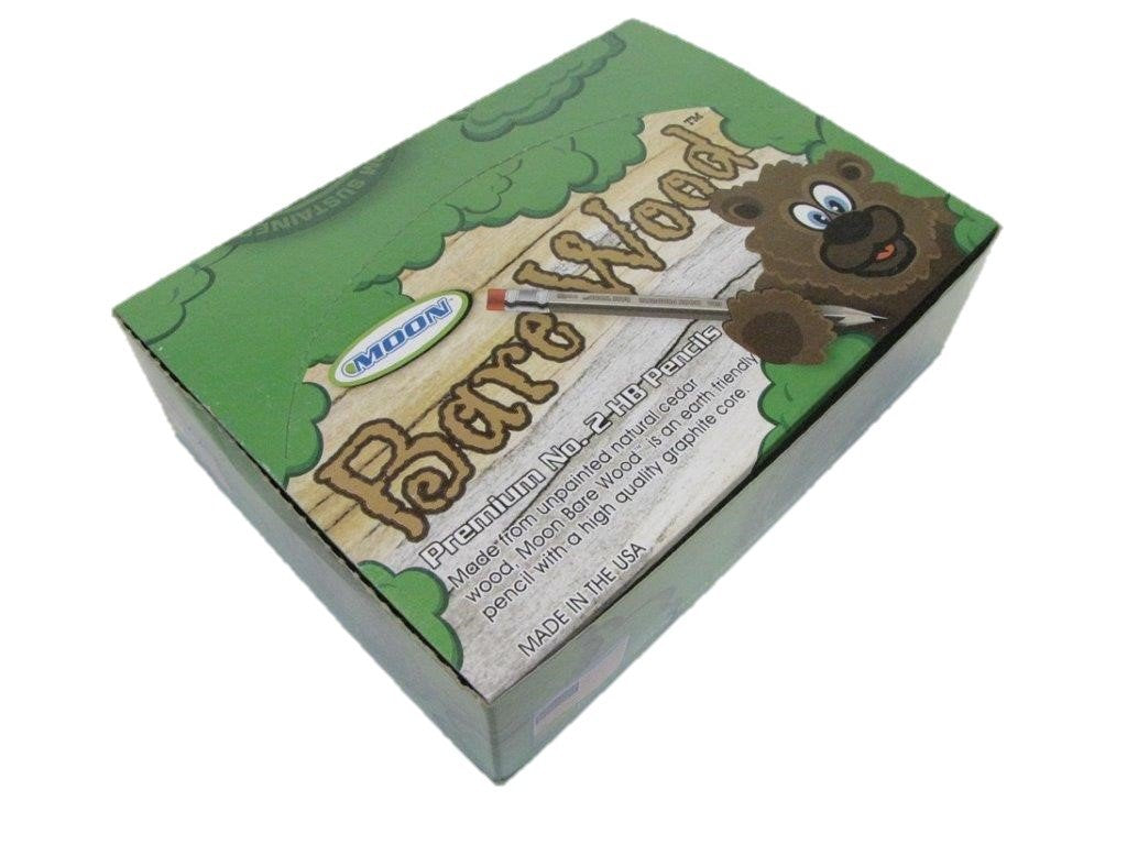 Moon Products Bare Wood Natural Premium Pencils Number 2 HB (144 pencils)