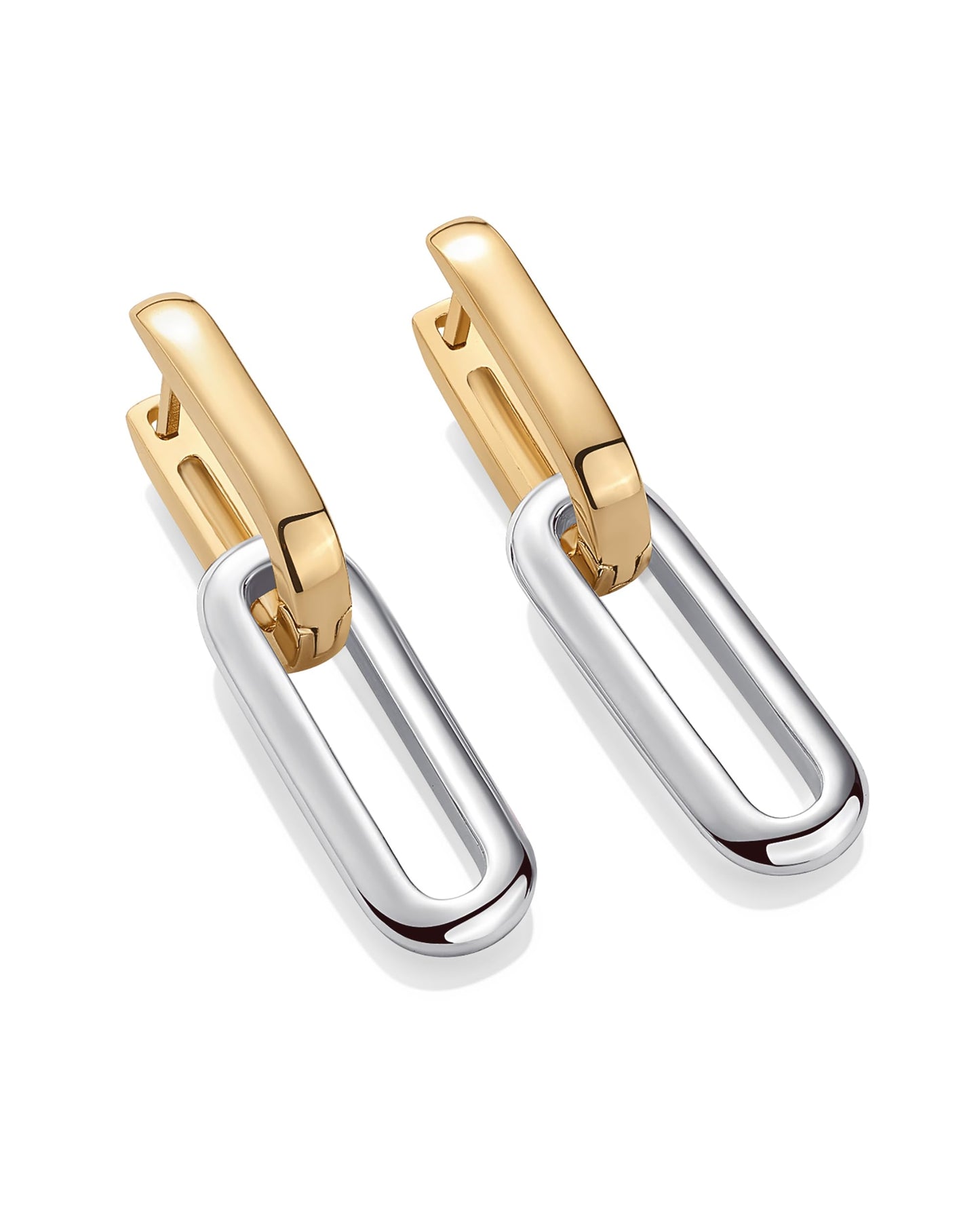 PAVOI 14K Two-Toned Gold Plated Convertible Link Cubic Zirconia Earrings for Women | Yellow White Drop Dangle Link Chain Earrings