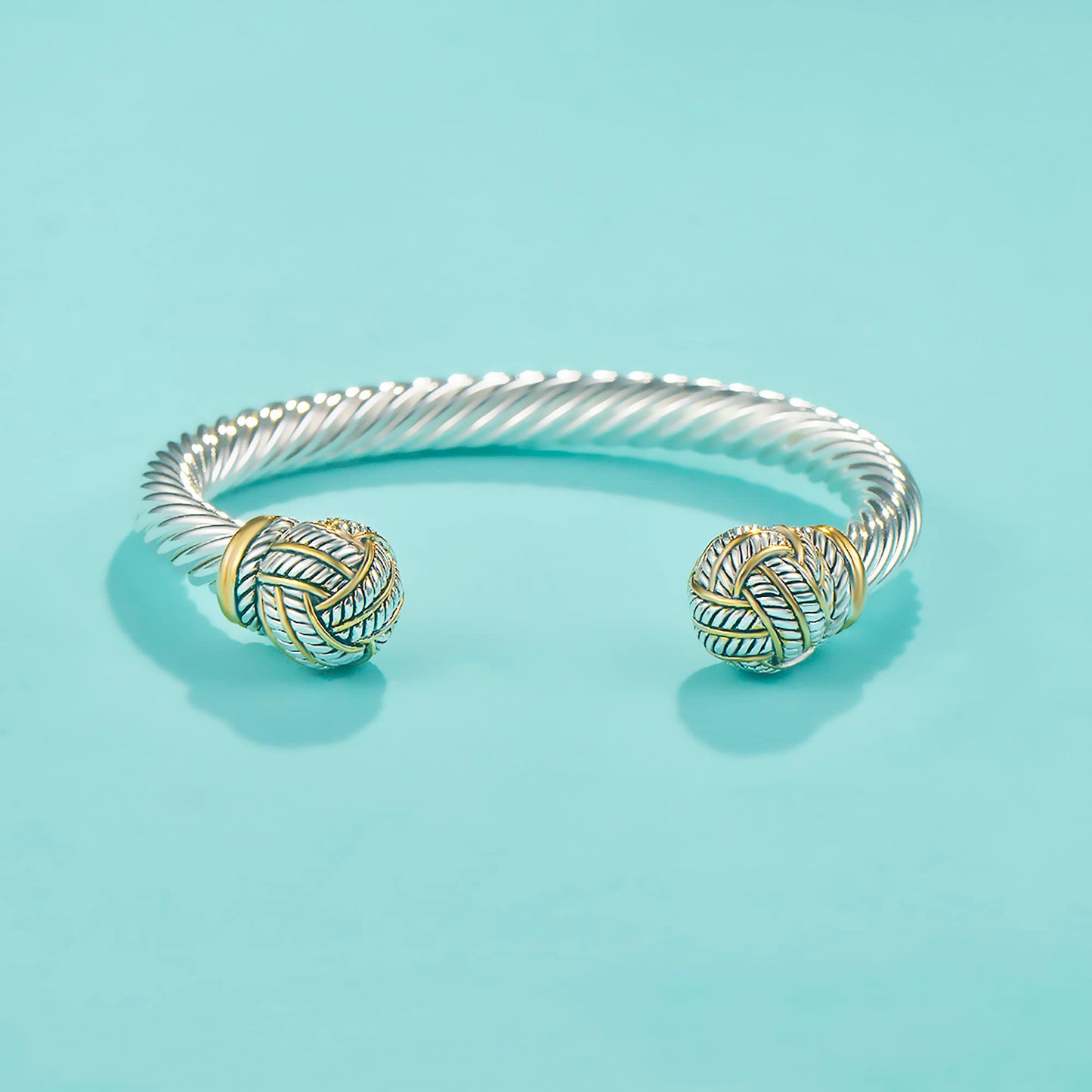 UNY JEWEL Jewelry Make a Statement With Our Two Tone Twisted Cable Wire Ball Weave Cuff Bangle Makes a Thoughtful and Stylish Gift