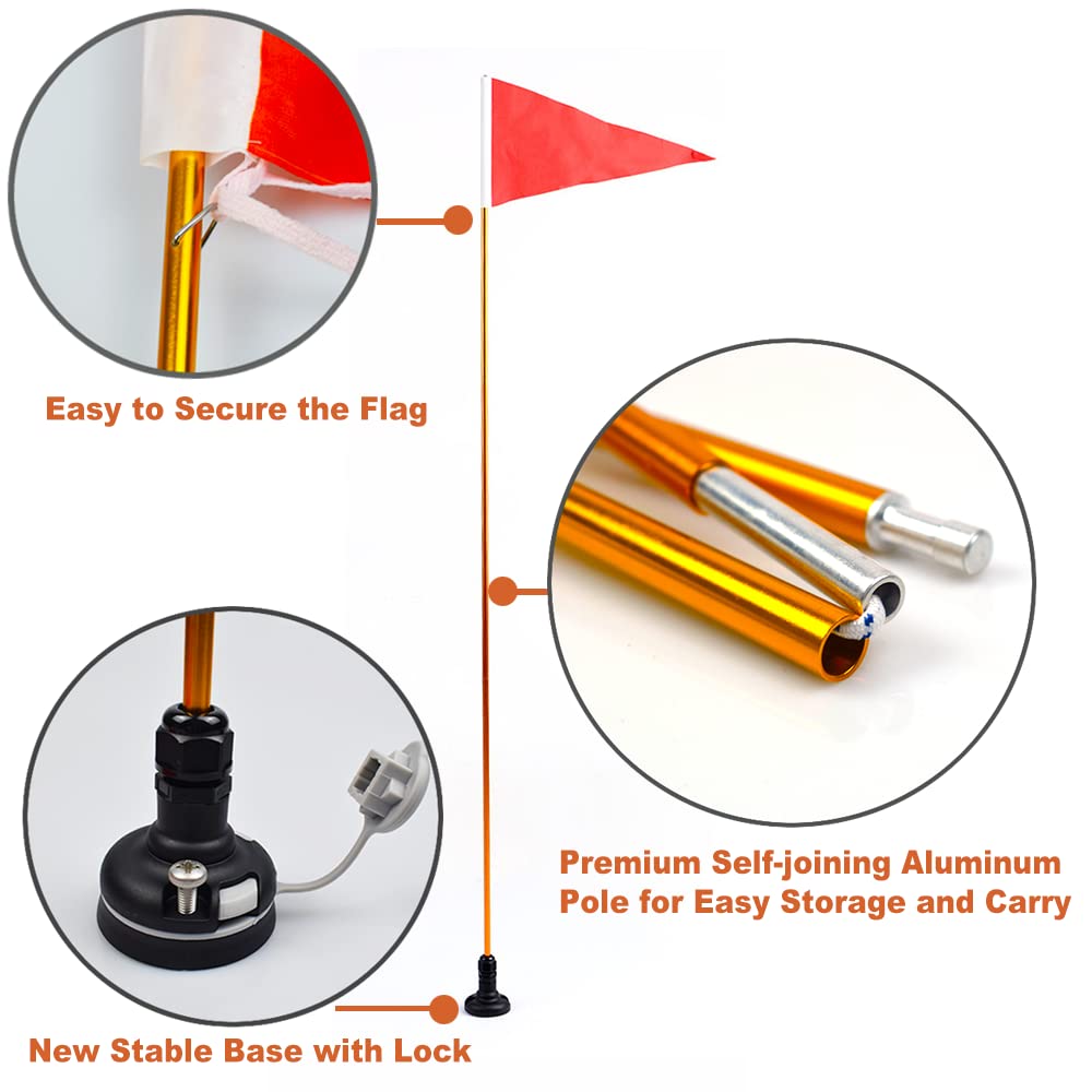 RANDDER 4ft Kayak Flag Track Mount Safety Flag Easy Installation with Stable Base, Visibility Kit for Boat Canoe Yacht Dinghy DIY Accessories
