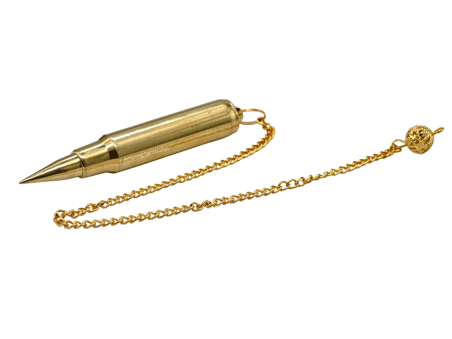Amazing Gemstone Healing Metal Pendulums for Divination, Gold 3 Piece Bullet Point Steel Copper Pendulum High Energy Pendulo de Bronce Pendulos de Mesa MP53