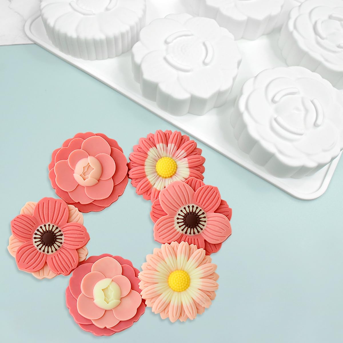 mostsom 6 Flower Silicone Cake Mold Handmake DIY Bread Mould Silicone Moulds For Cake Mooncake Mold Cake Tools
