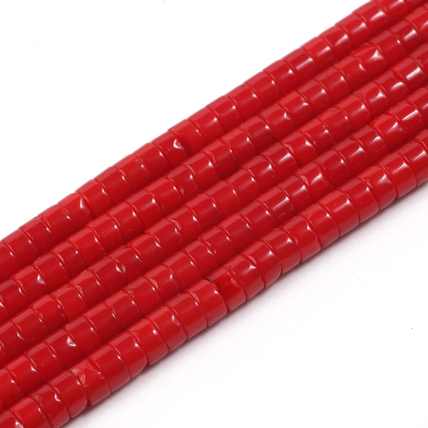 NITOPUPU 150Pcs 4×2mm Natural Red Coral Spacer Stone Beads for Jewelry Making Supplies, Loose Semi Flat Round Gemstone Tube Beads for Bracelets DIY Crafts