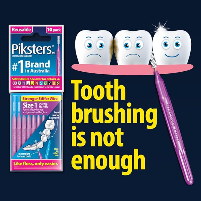Piksters Interdental Brushes, 40 pk, Size 6, Interdental Tooth Brush for Larger Gaps, Gum Soft Bristles for Plaque Removal, Safe for Braces