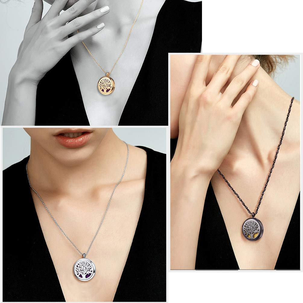 PROSTEEL Diffuser Necklace Perfume Locket Tree of Life Aromatherapy Womens Jewelry