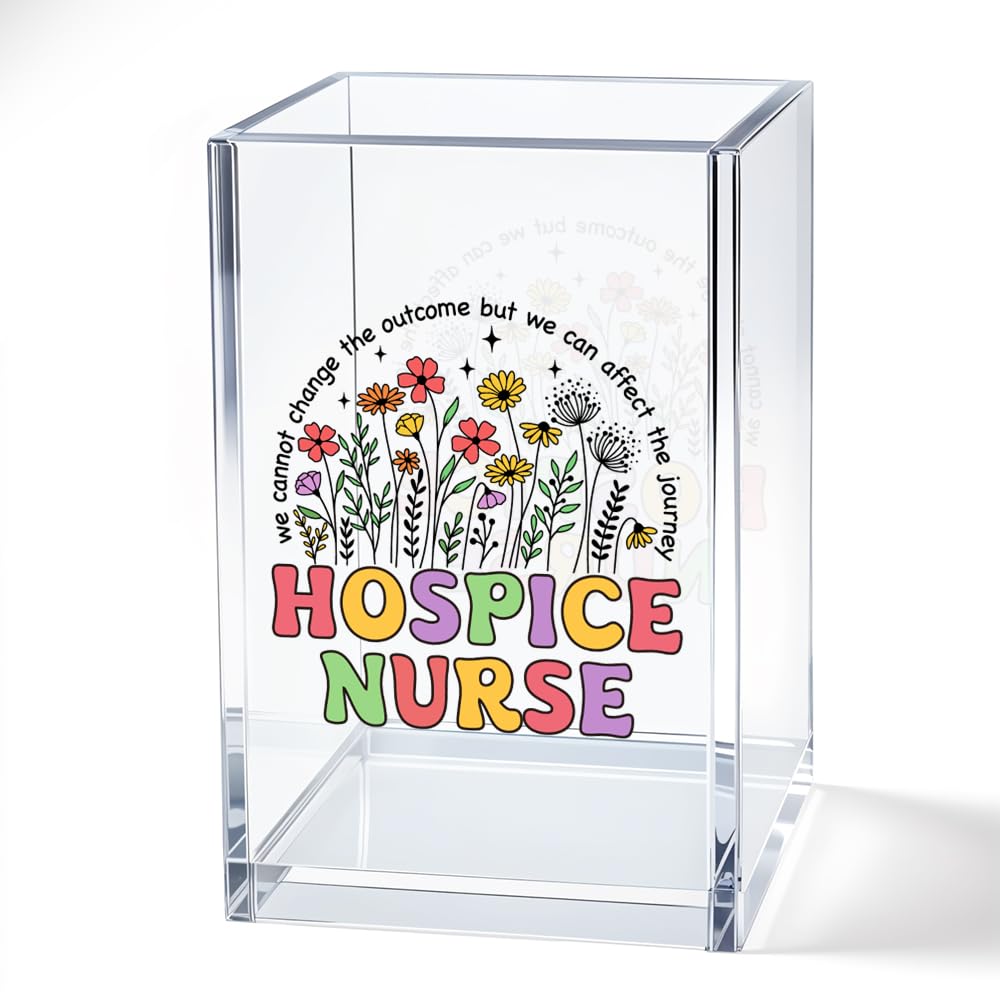 JQYCJTR We Cannot Change The Outcome But We Can Affect The Journey Floral Inspirational Nurse Acrylic Cosmetic Pencil Pen Bookmark Storage Holder Cup, Nurse Practitioner Gifts For Women