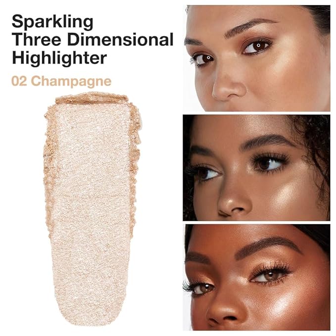 Champagne Gold Shimmer Glitter Highlighter Highlight Makeup Contour Powder,Glitter Face Illuminator Highlighter, Illuminator Make Up (Champagne Gold Shimmer)