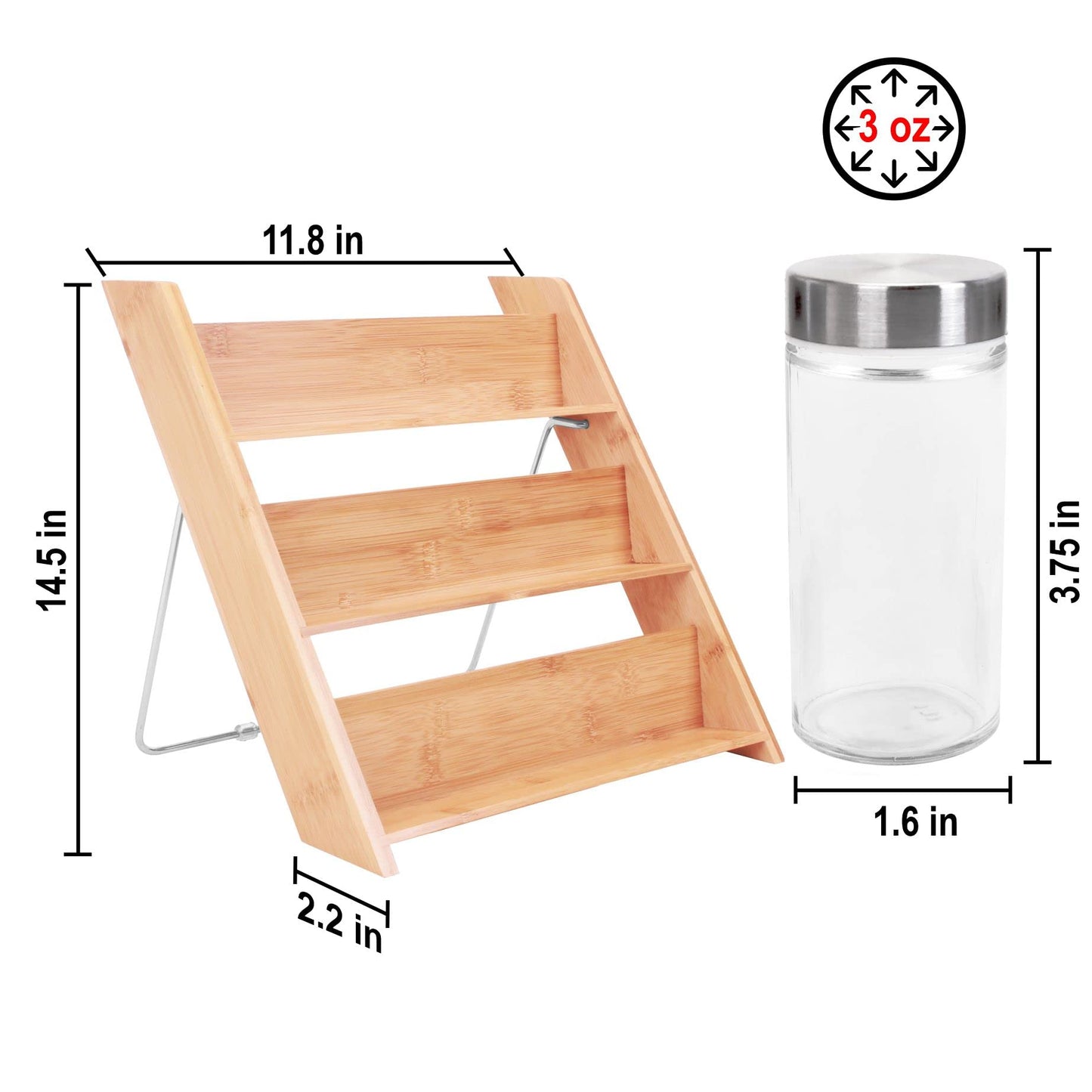 Orii 18 Jar Bamboo Compact Spice Rack with Spices Included & 5-Year Free Spice Refill Program for Countertop or Kitchen Drawer with Glass Jars