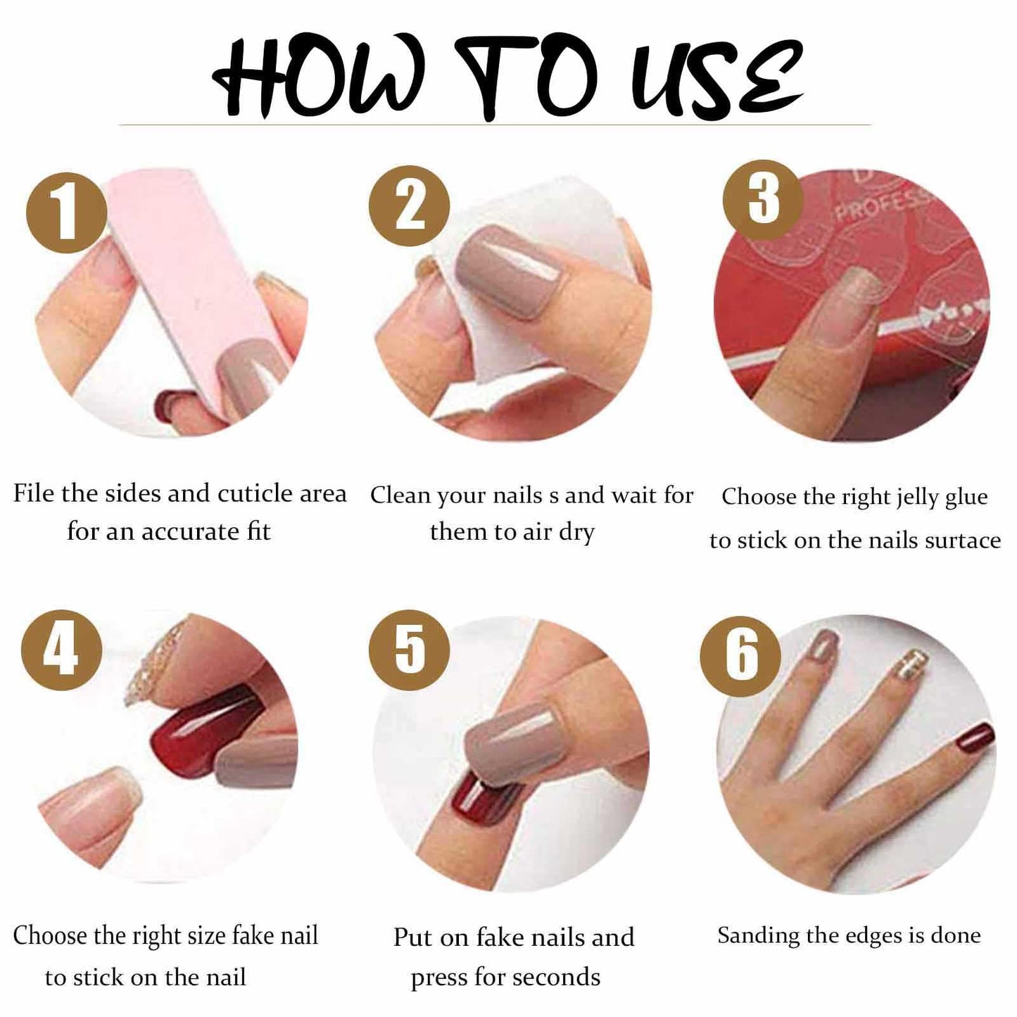 Kamize Short Almond Fake Nails Gradient Press on Nails Full Cover Acrylic Glossy False Nails Nude for Women 24PCS