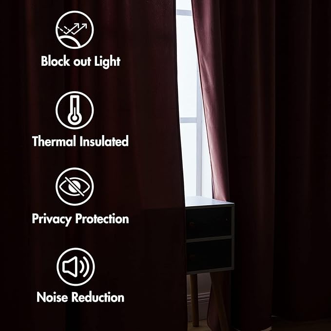 MIULEE Velvet Curtains 2 Panels Luxury Blackout Curtains for Bedroom Living Room Thermal Insulated Super Soft Window Drapes Rod Pocket & Back Tab, Dusty Rose Pink, W52 x L72 inches
