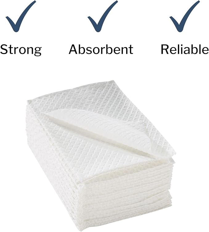 McKesson Disposable Towels [Pack of 500] for Dental Bibs, Nails, Tattoo, Dentist, Medical - 13 x 18 in, 2-Ply Tissue with Poly Back, Diamond Embossed, White