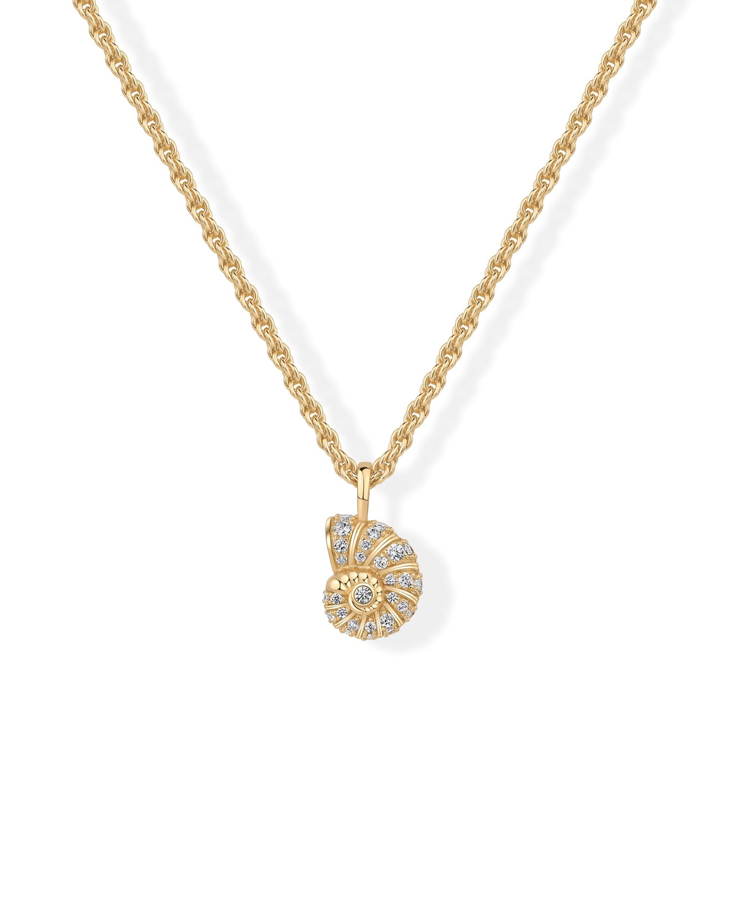 PAVOI 14K Yellow Gold Plated Dainty Boho Beachy Summer Conch Seashell Pendant Necklace for Women | Knit Tightened Rope Chain Necklace