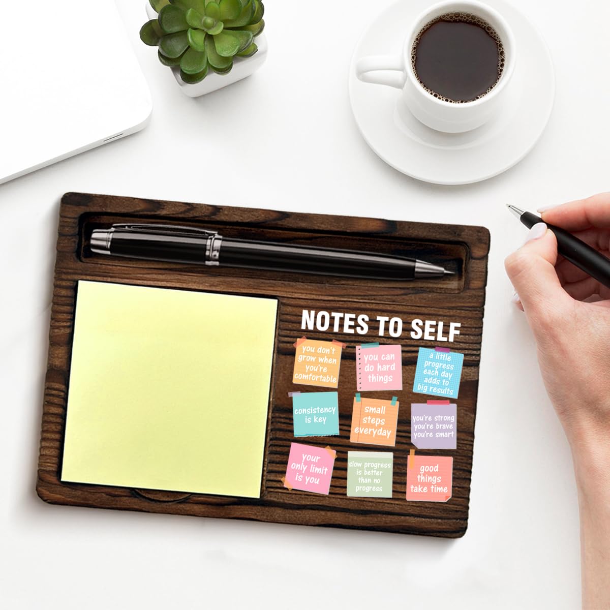 Motivational Mental Health Sticky Note Holder Positive Affirmations Gifts Note to Self Post It Note Dispenser for Therapy Office Desk Decor