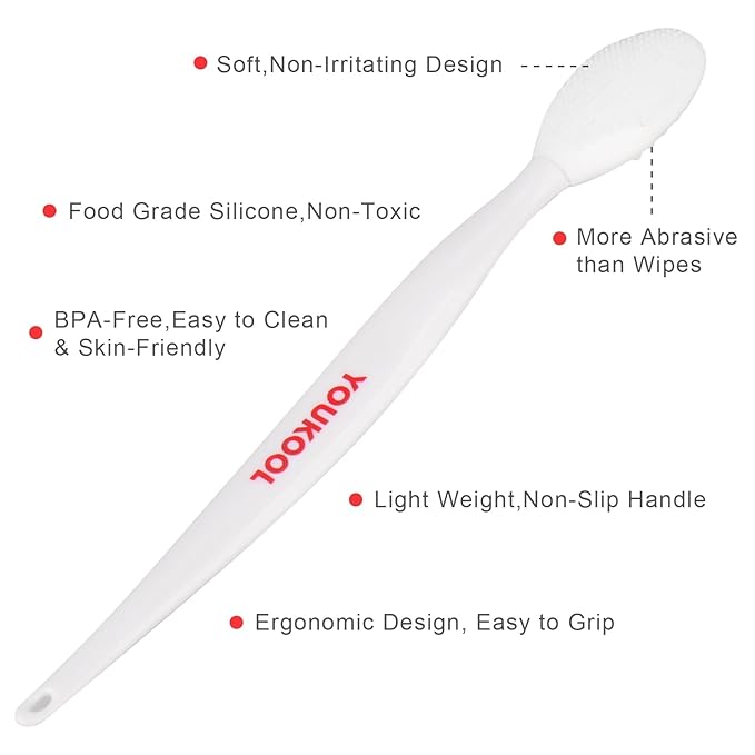 Lip Scrub Brush,Double-Sided Silicone Exfoliating Lip Brush Tool for Smoother and Fuller Lip Appearance,White,2pcs