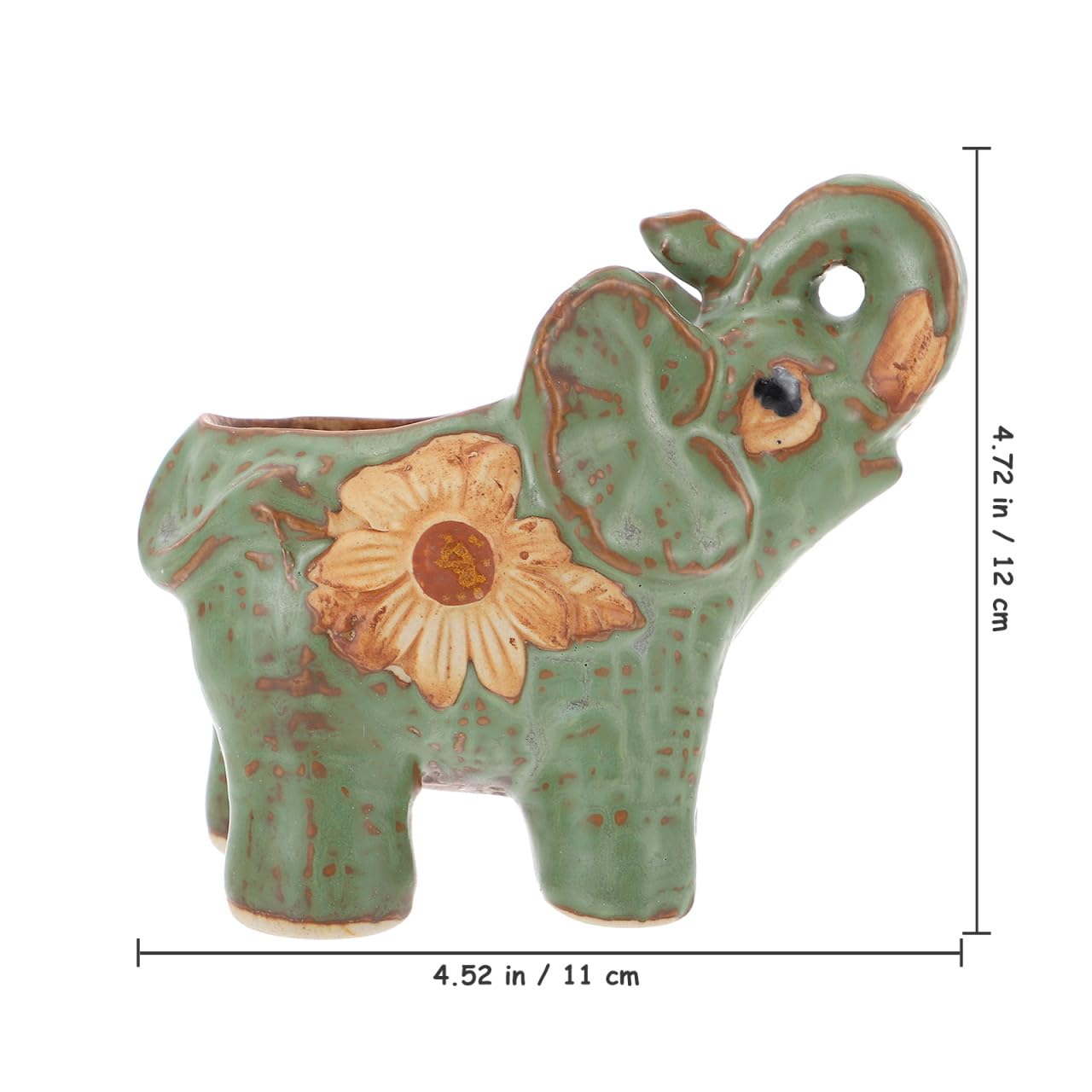BESTonZON Elephant Shaped Ceramic Succulent Pot 4.72X4.52X2.75In Breathable Planter Home Office Desktop Decoration Flower Pot for Succulents and Cactus