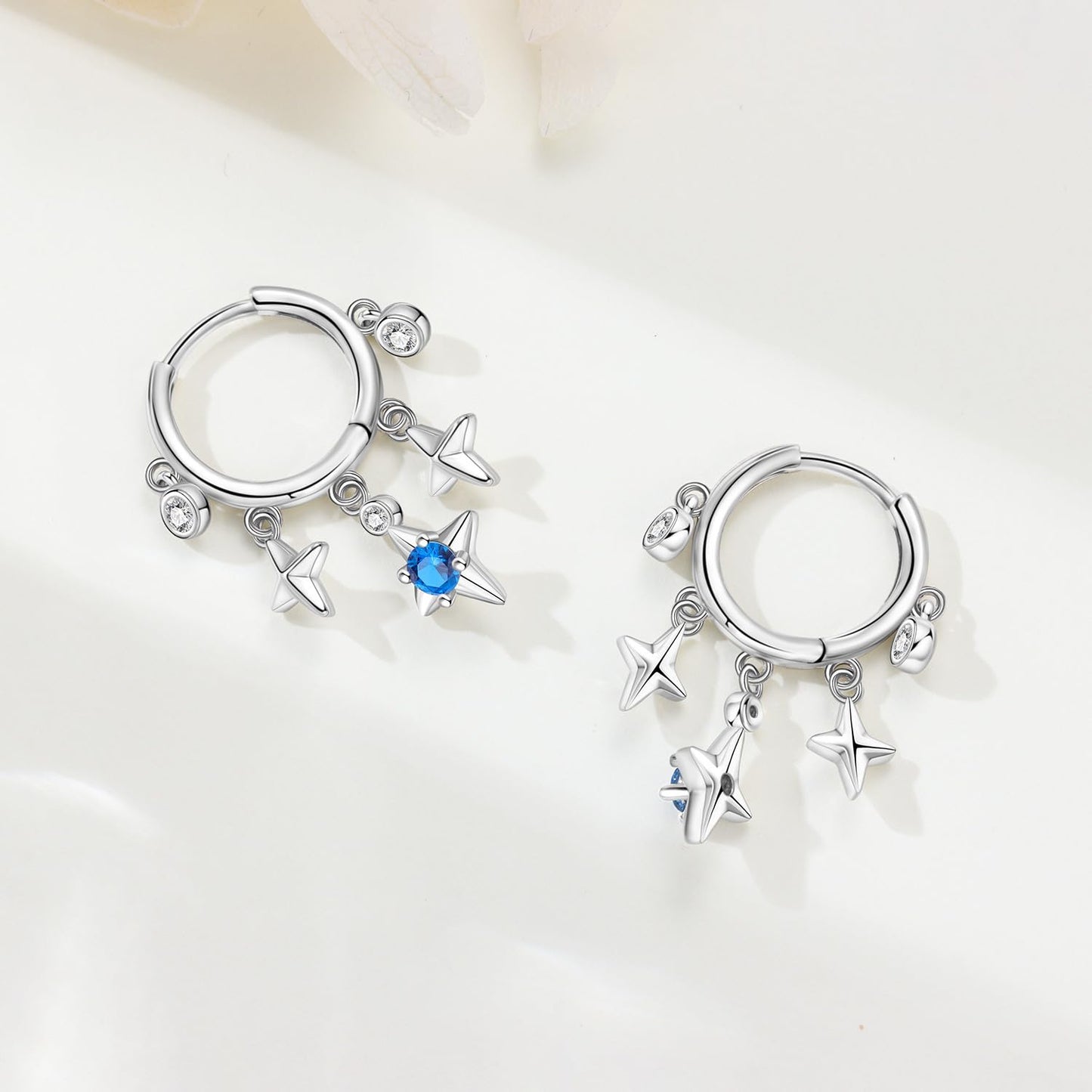 vireau 925 Sterling Silver Drop Earrings Dragonfly Flower Moon Star Dangle Earrings Hypoallergenic Sterling Silver Earrings Jewelry for Women (Starlight)