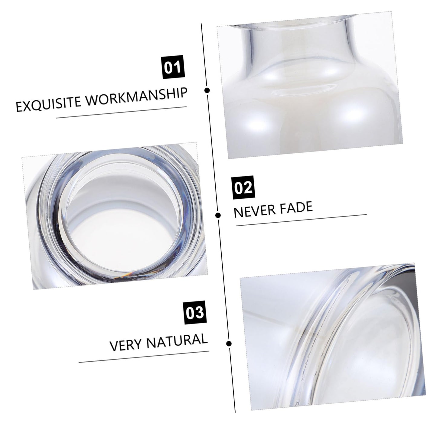 Ipetboom Glass Hydroponics Vase for Desktop Plant Propagation Transparent Small Mouthed Terrarium Planter Decorative Vase for Home and Event Display