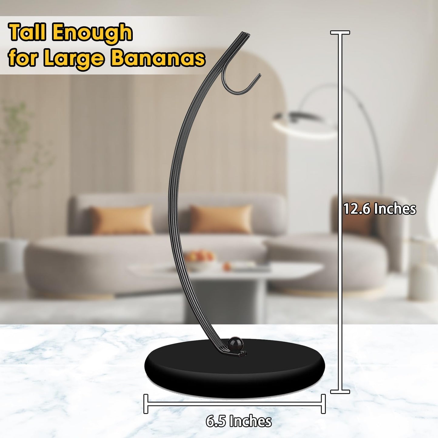 HOMKULA Banana Holder Stand - Hanging Hook Stands, Banana Hanger Hook Stand for Kitchen Counter (Modern, Full Black)