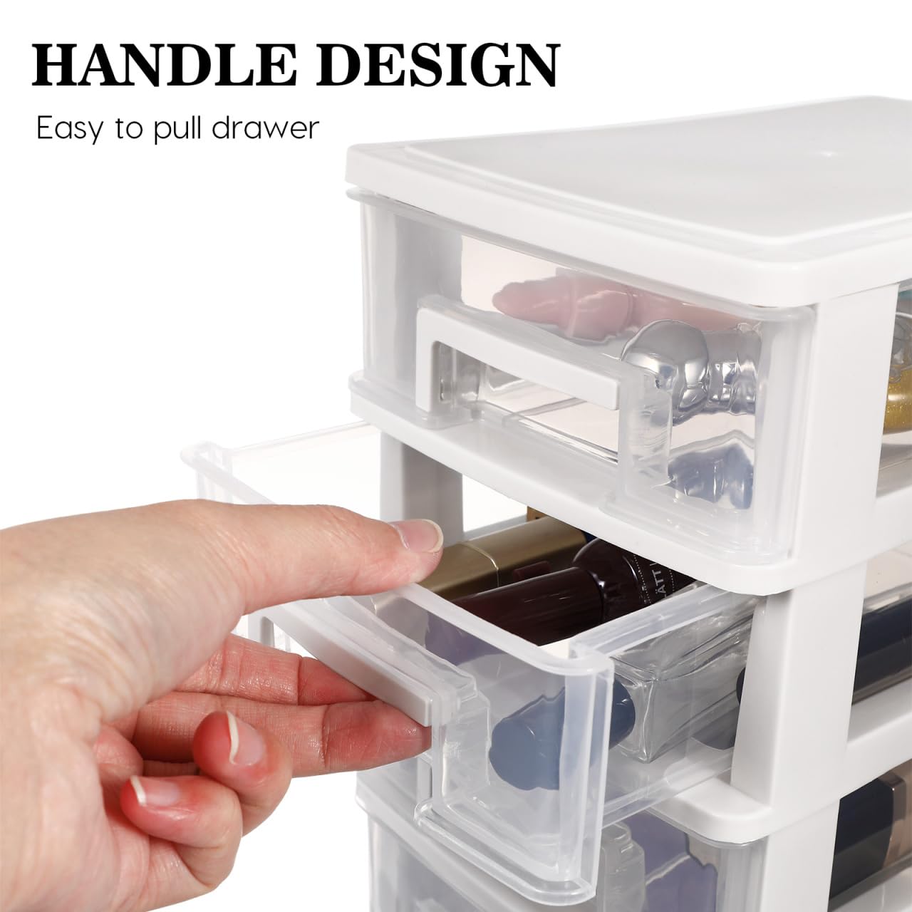 Kisangel Multifunctional 5-Layer Transparent Plastic Drawer Storage Cabinet 12.36X8.30X5.98In Portable Desktop Organizer for Office Study Living Room Sundries Storage