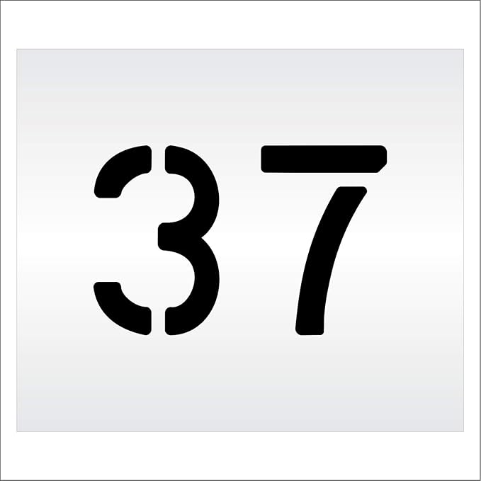 Pavement, Curb, and WheelStop Stencils - 6 inch Double Number Stencil - (37) - 6" x 9" x 1/8" (128 mil) - Pro-Grade