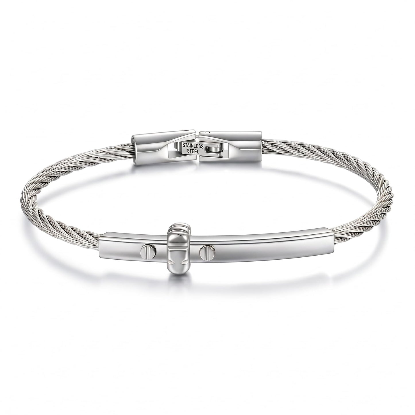 LXBQYSTO Cable Wire Twisted Cuff Bangle Bracelet For Women 14K Gold/rose/silver Stainless Steel Jewelry for Women Gift (Cross Silver)
