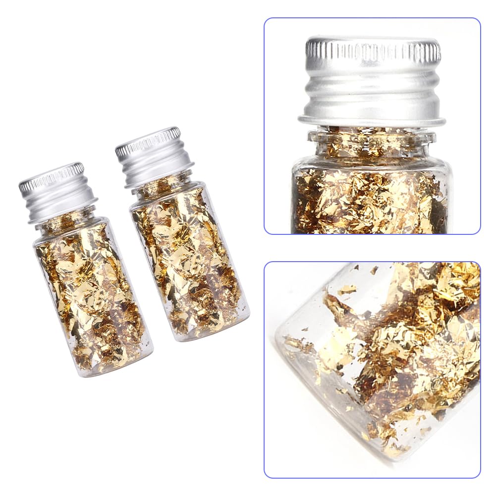 Lwuey Decorating Flakes, Gold Leaf Cake Decoration Flake Goldlen Toppers Gilding Foil Decor Imitation Metallic Decorative Drink Cooking Chocolates Cakes Drinks Dessert Cupcake Makeup 4PCS