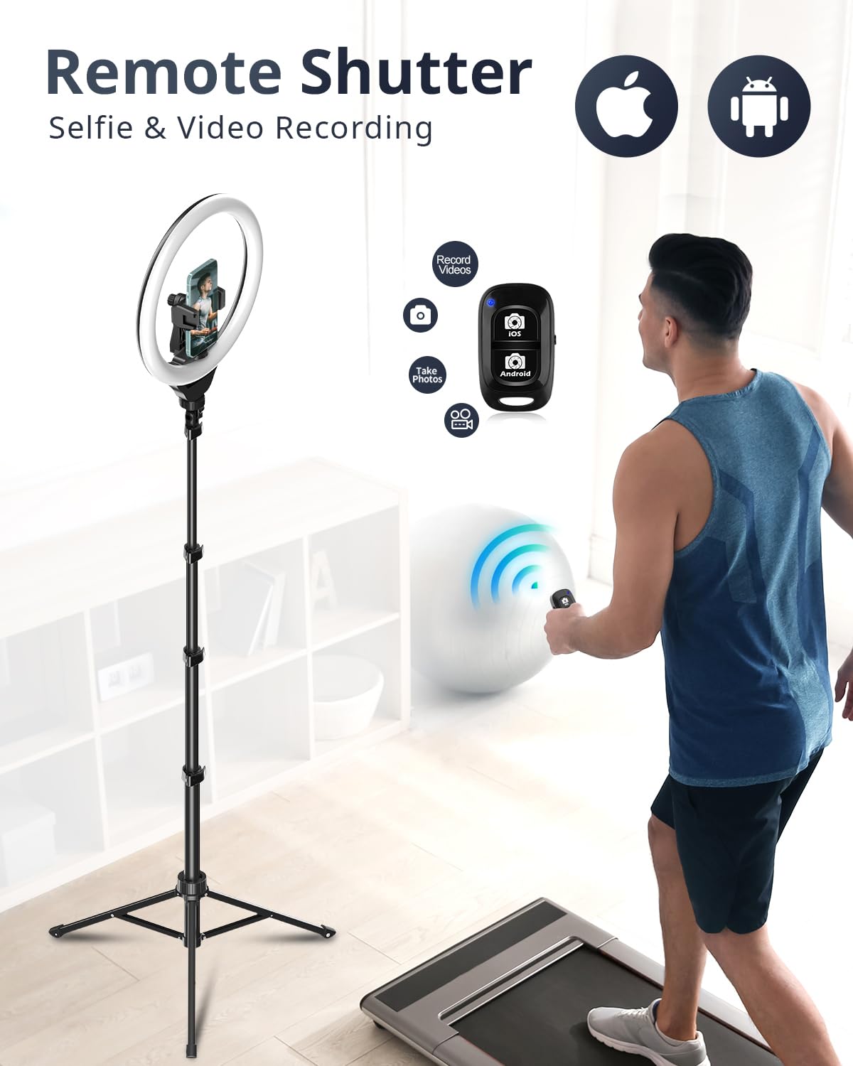 UBeesize 12'' LED Ring Light with 62'' Tripod Stand, Selfie Ring Light for Video Recording, Live Streaming, TikTok & YouTube, Compatible with iPhone & Android (Black)