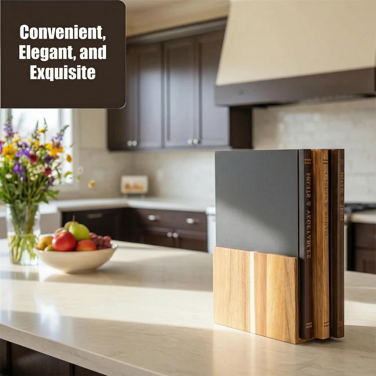 Cutting Board Book Set with Stand for Kitchen 3-Piece Acacia Wood Cutting Board Set That Looks Like Books for Vegetables, Cheese, Bread & Meat, Decorative Chopping Board Gift Set