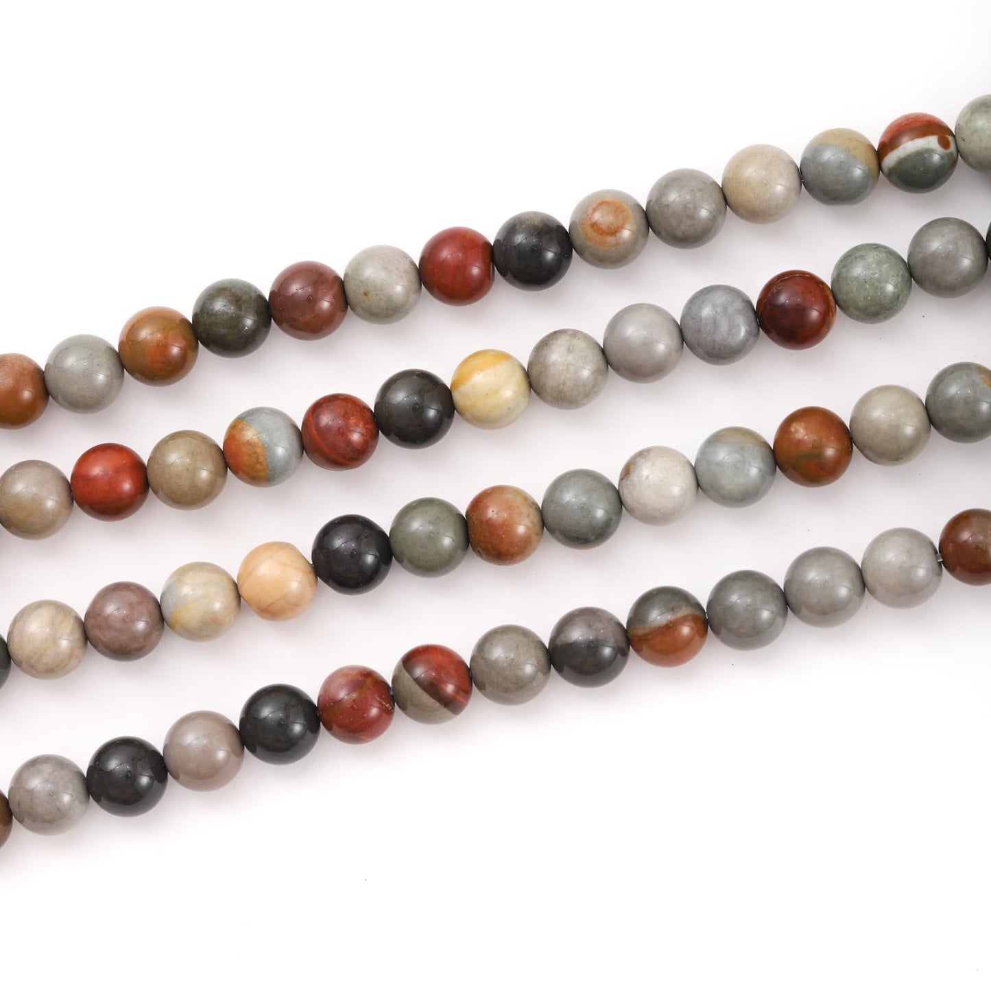 6mm 60pcs DIY Natural USA Picture Stone Beads Round Healing Crystal Gemstone Loose Beads for Jewelry Making Handmade Bracelet Necklace