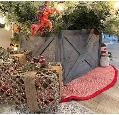 BARNWOODUSA Christmas Tree Collar or Box Made of Reclaimed Wood Rustic Skir