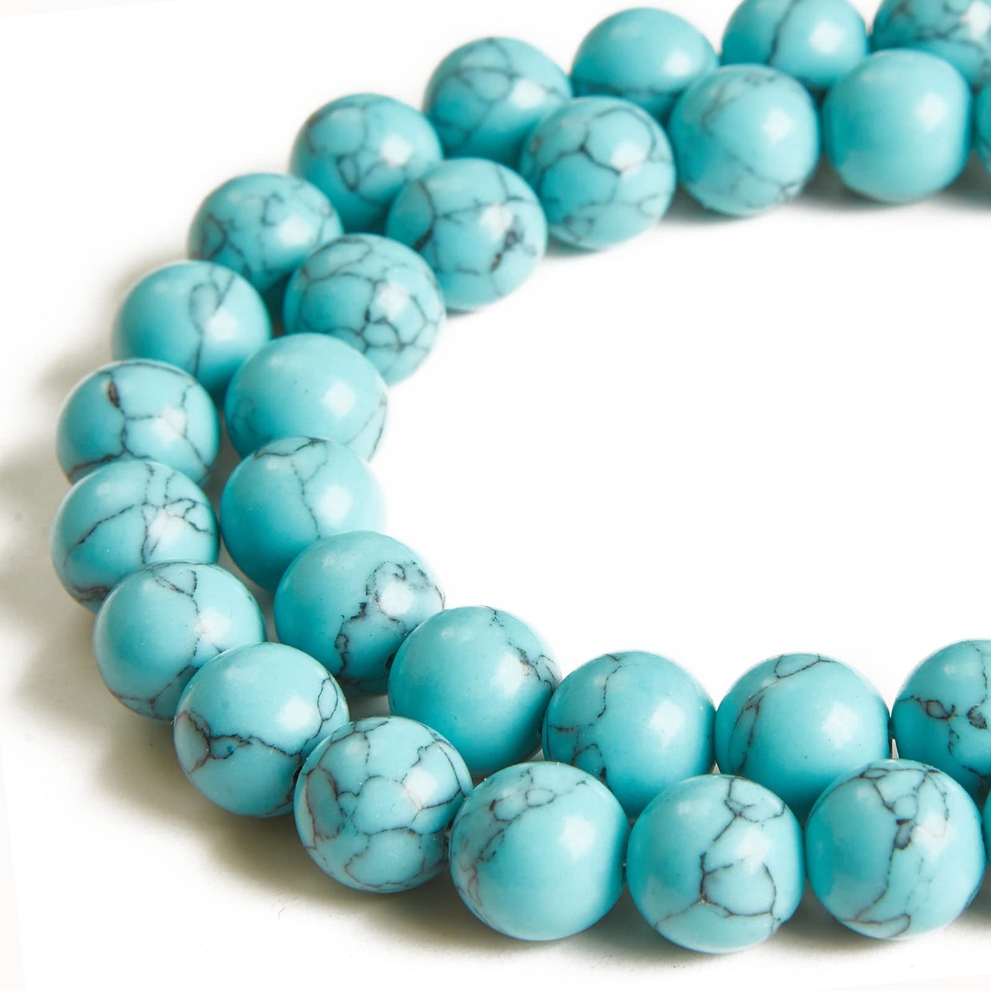 45pcs 8mm Natural Blue Turquoise Beads Gemstone Beads Round Loose Beads for Jewelry Making