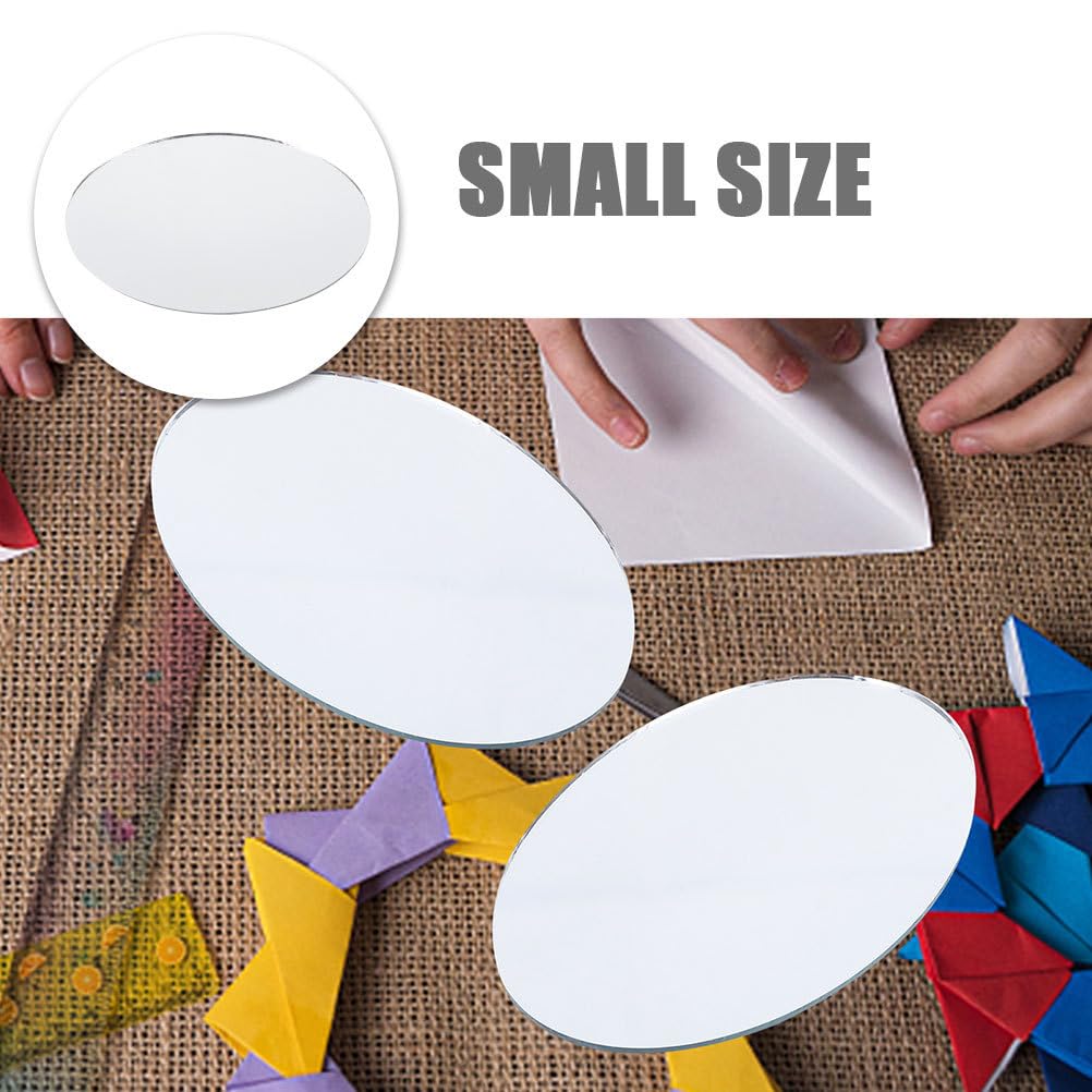 NOLITOY 10Pcs Mini Oval Lens Mirror, Decorative Crafts Glass Mosaic Tile Pieces for DIY Craft Projects Home Decor