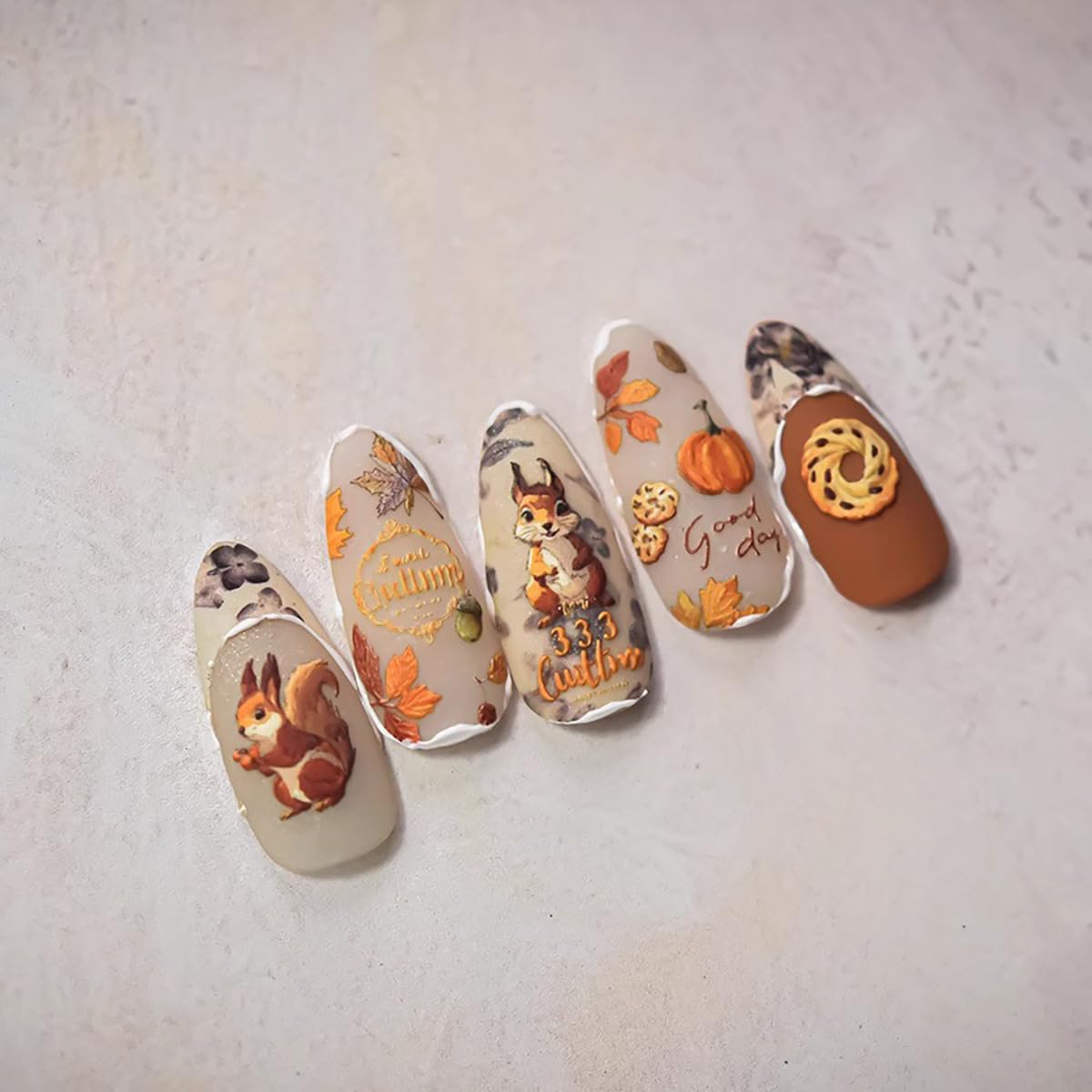 1 Sheets Fall Nail Stickers Autumn Maple Leaf Nail Art Stickers for Nail Art Cute Pine Cones Pumpkin Designs 5D Embossed Self-Adhesive Thanksgiving Nail Decals for Women Acrylic Manicure DIY