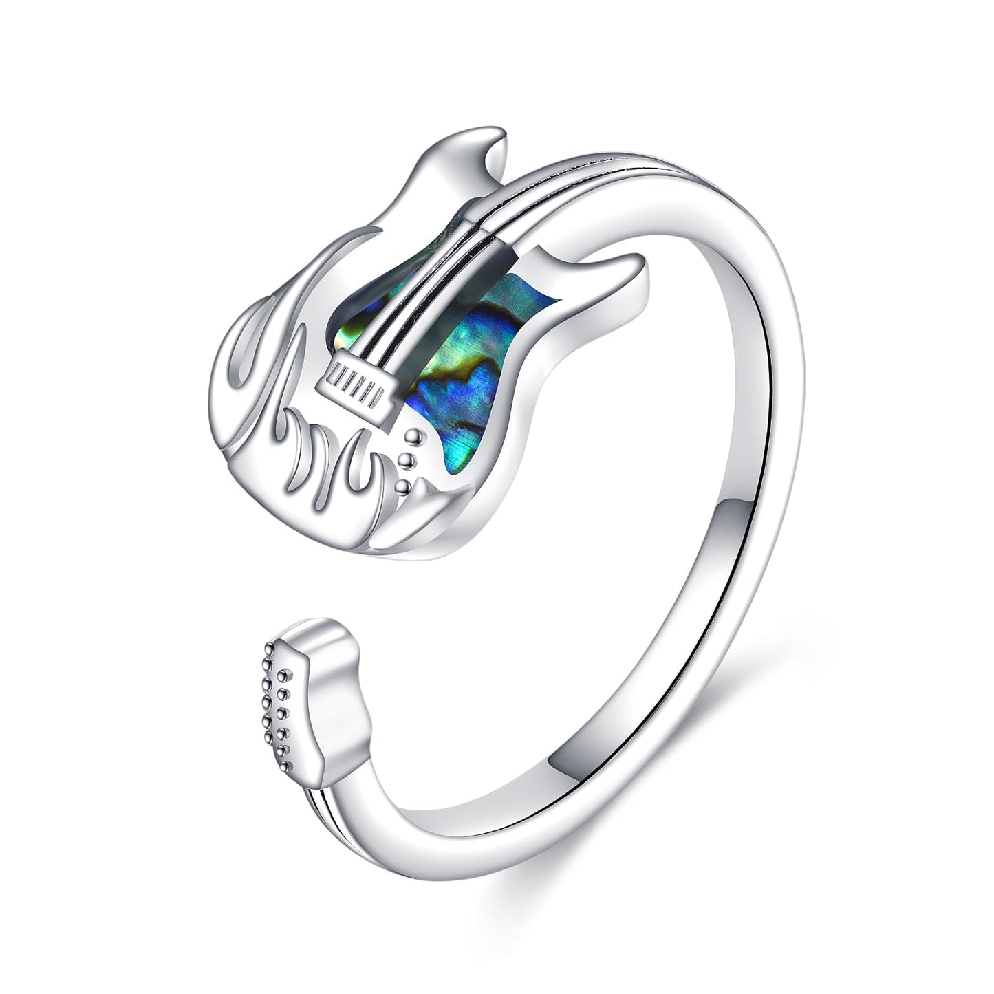 JBAERD Guitar Rings Sterling Silver Adjustable Guitar Rings Music Jewelry Gifts for Women Men